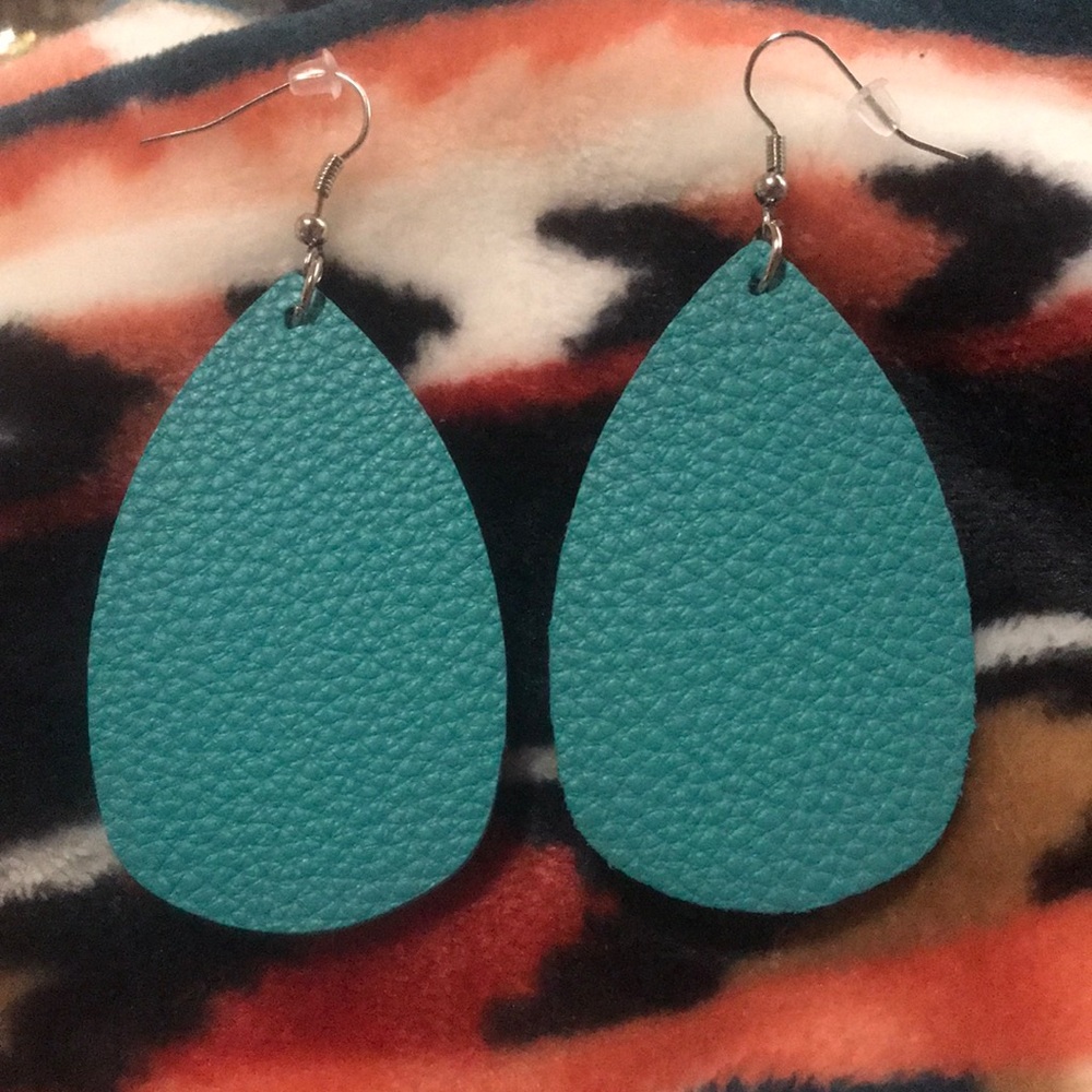 3/$20 Robin’s Egg Blue Faux Leather Earrings